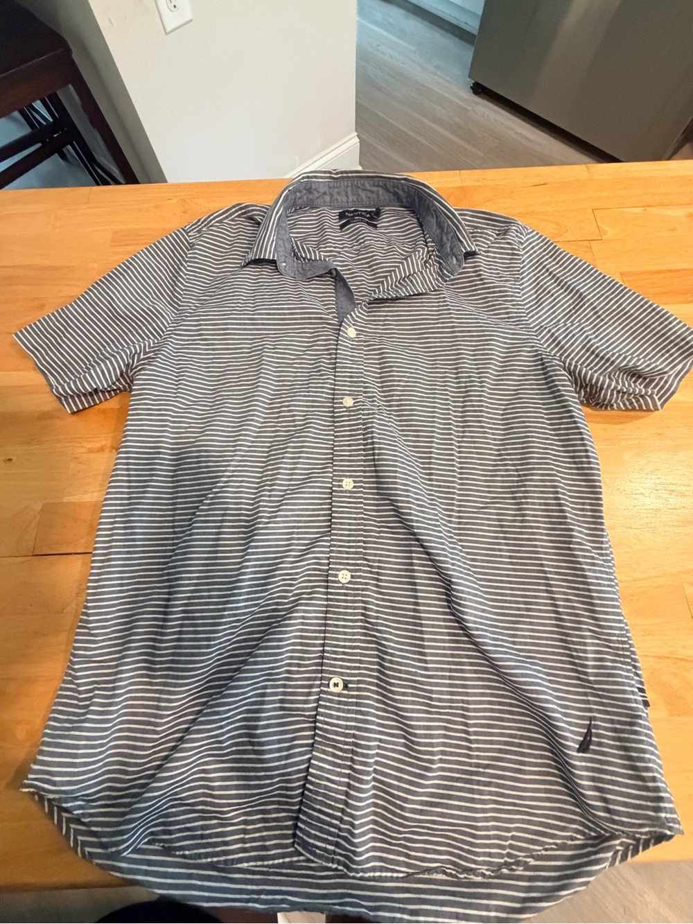 Nautica Blue and white Stripe Button-Down Shirt